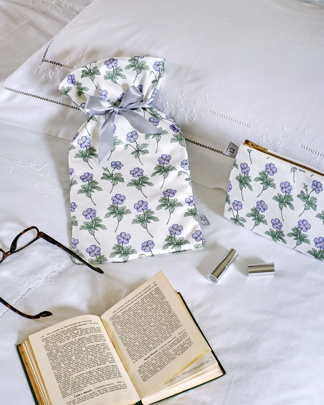 geranium floral hot water bottle