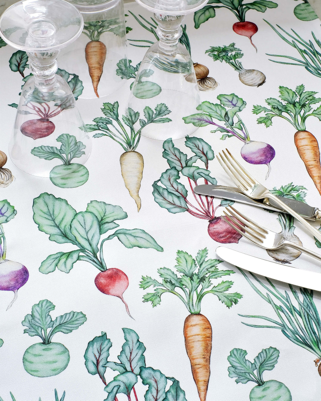 vegetable print tea towel
