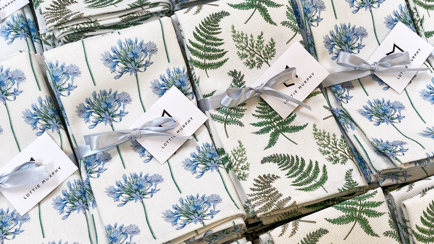 Agapanthus and Fern napkins