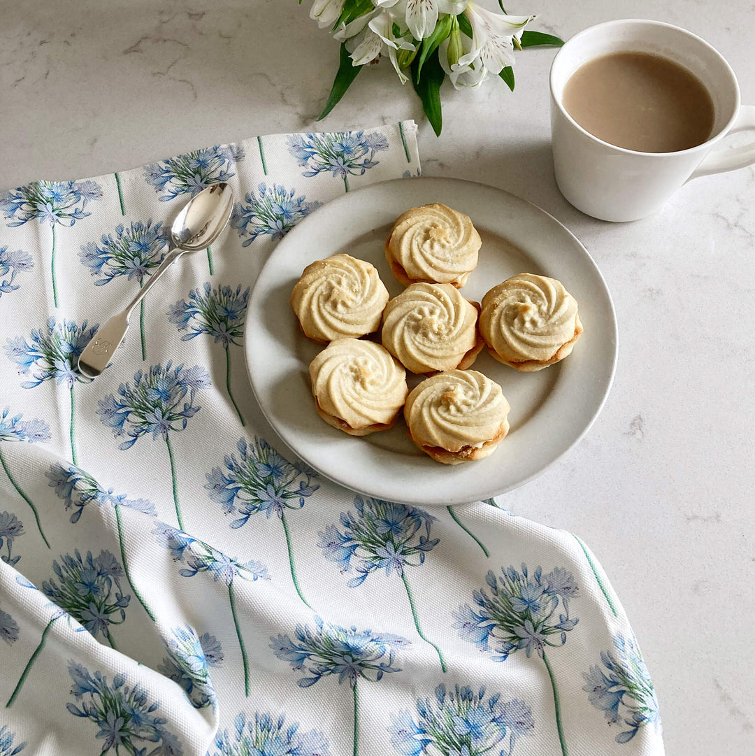 agapanthus flower tea towel