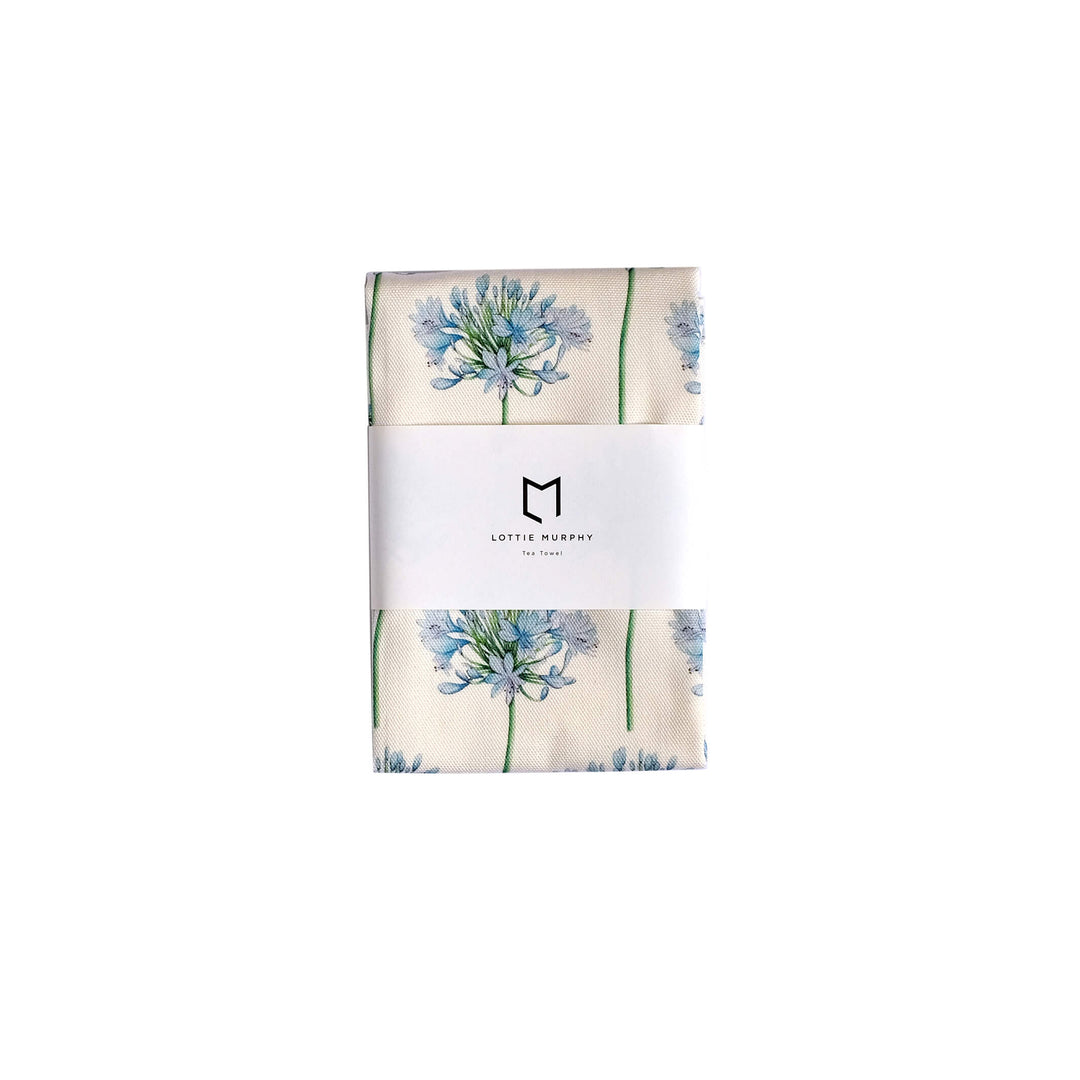 agapanthus flower tea towel