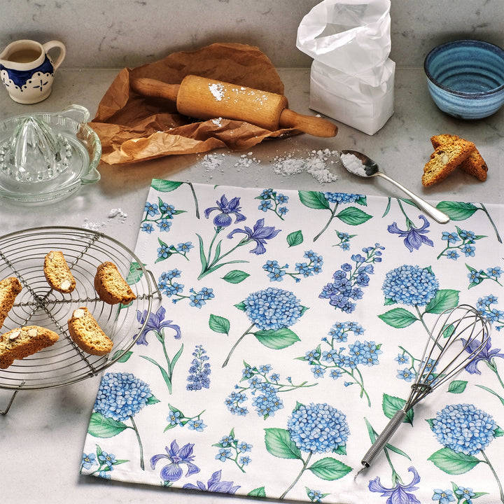 Floral Blue Tea Towel