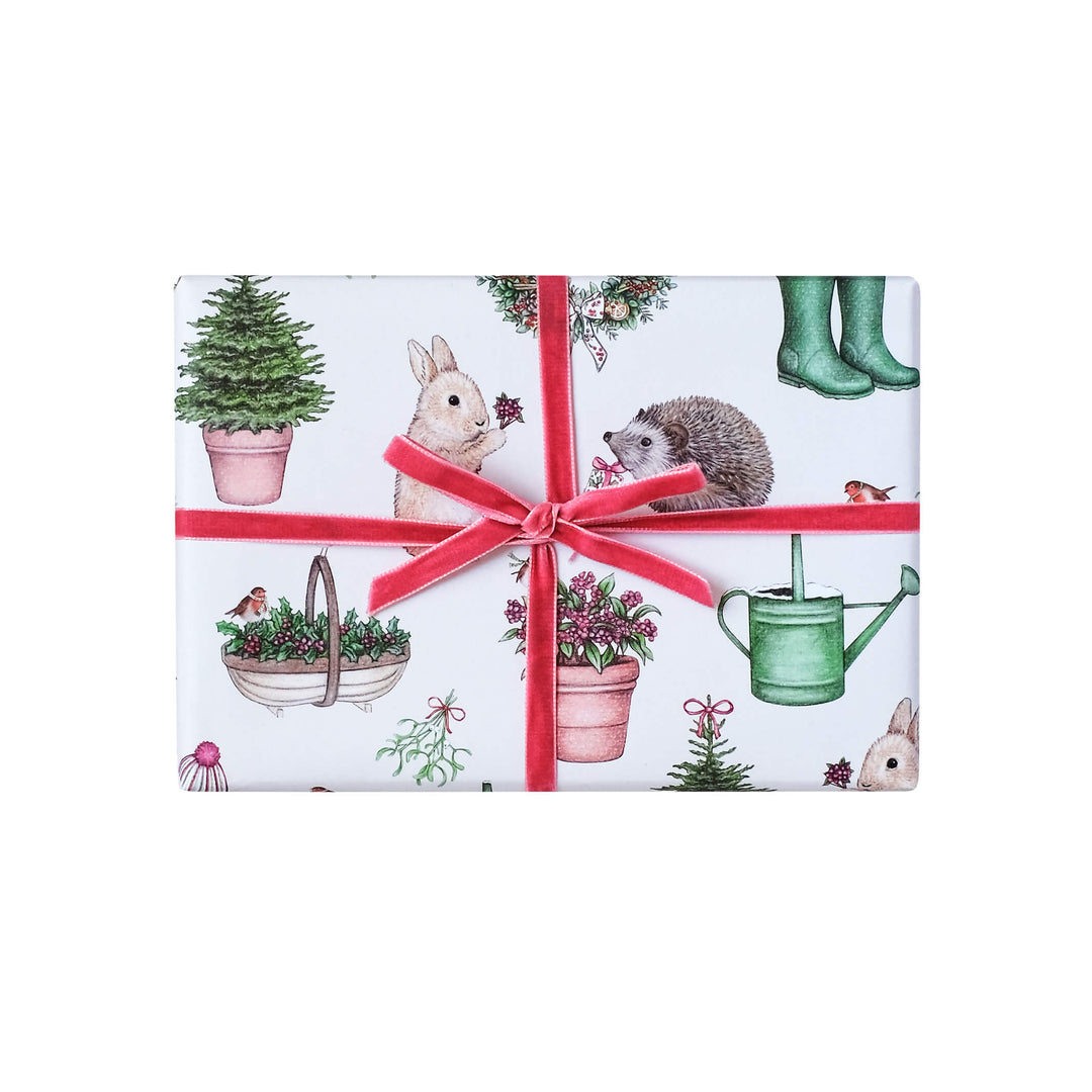 Christmas garden wrapping paper