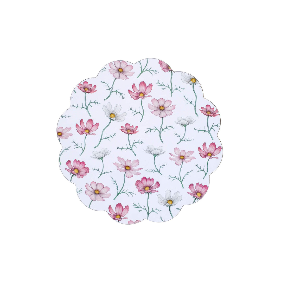 pink floral cosmos scallop placemat