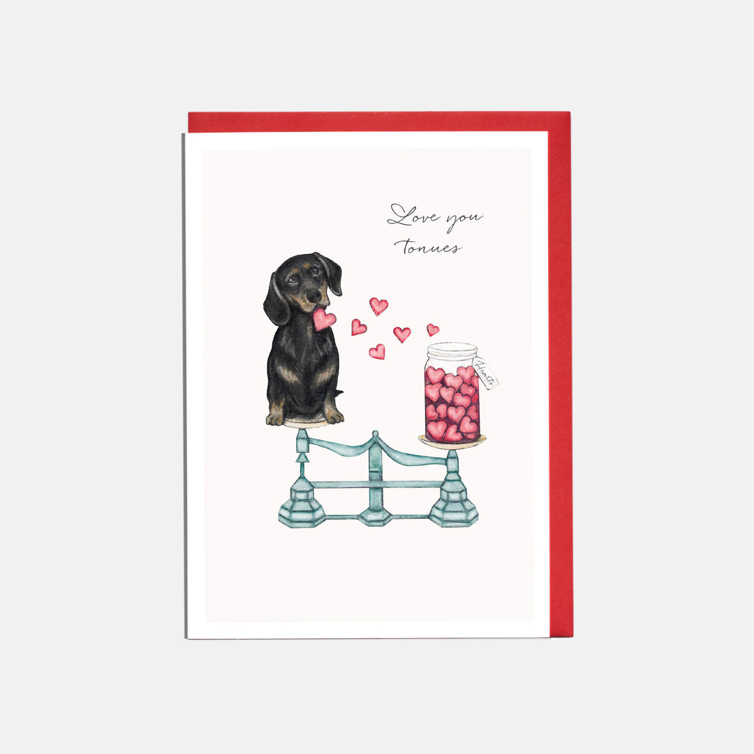 Dachshund Valentine's Day Card - Love You Tonnes