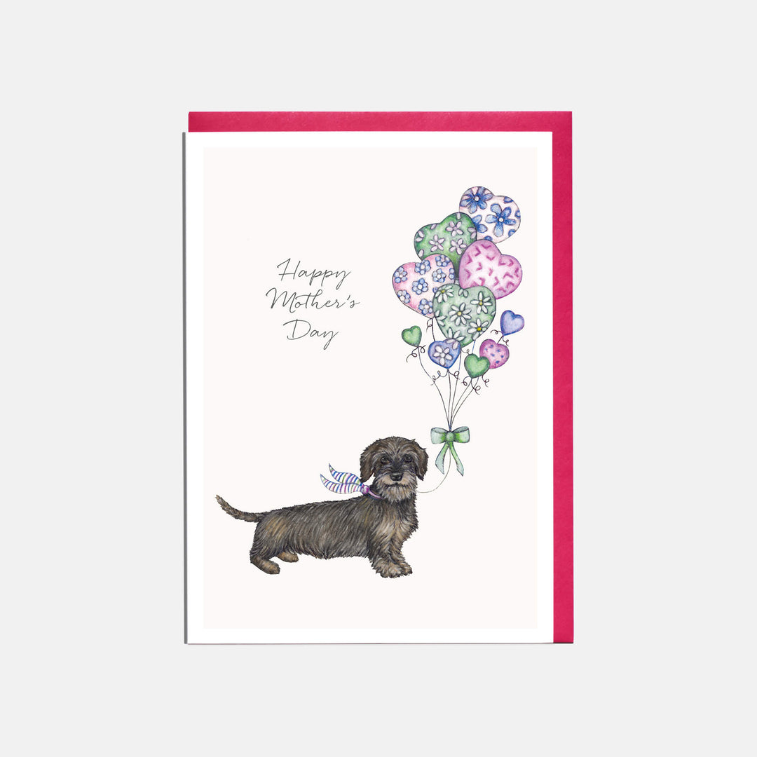 dachshund mother's day card with pink envelope