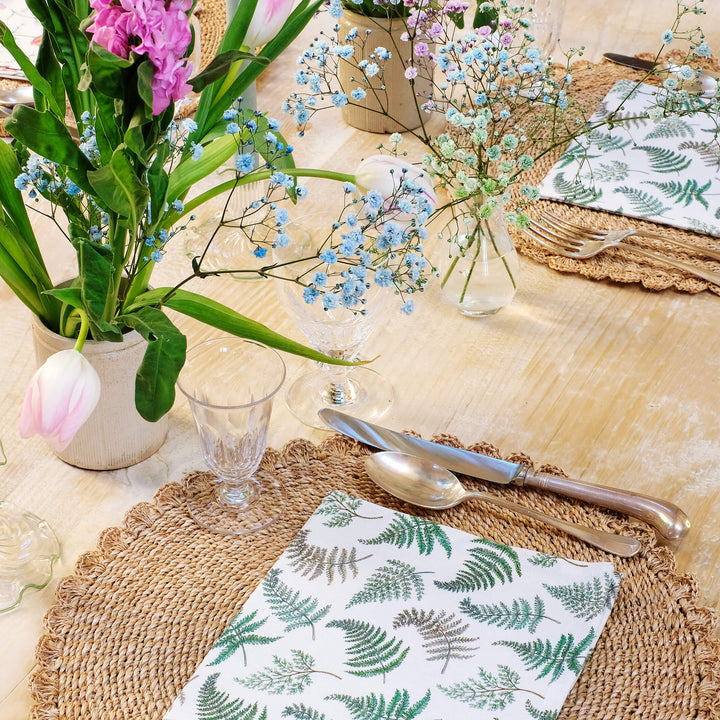 green fern cotton napkins