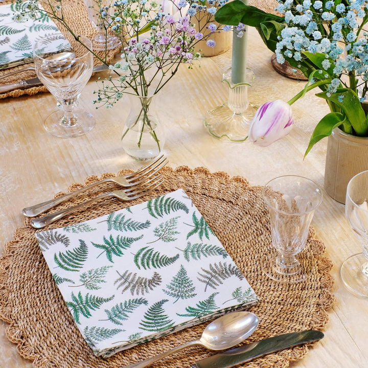 green fern cotton napkins