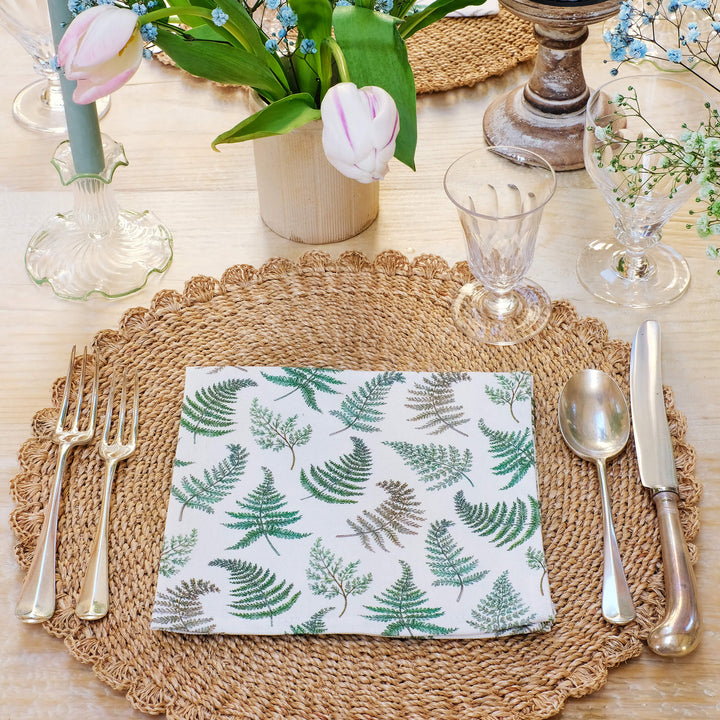 green fern cotton napkins