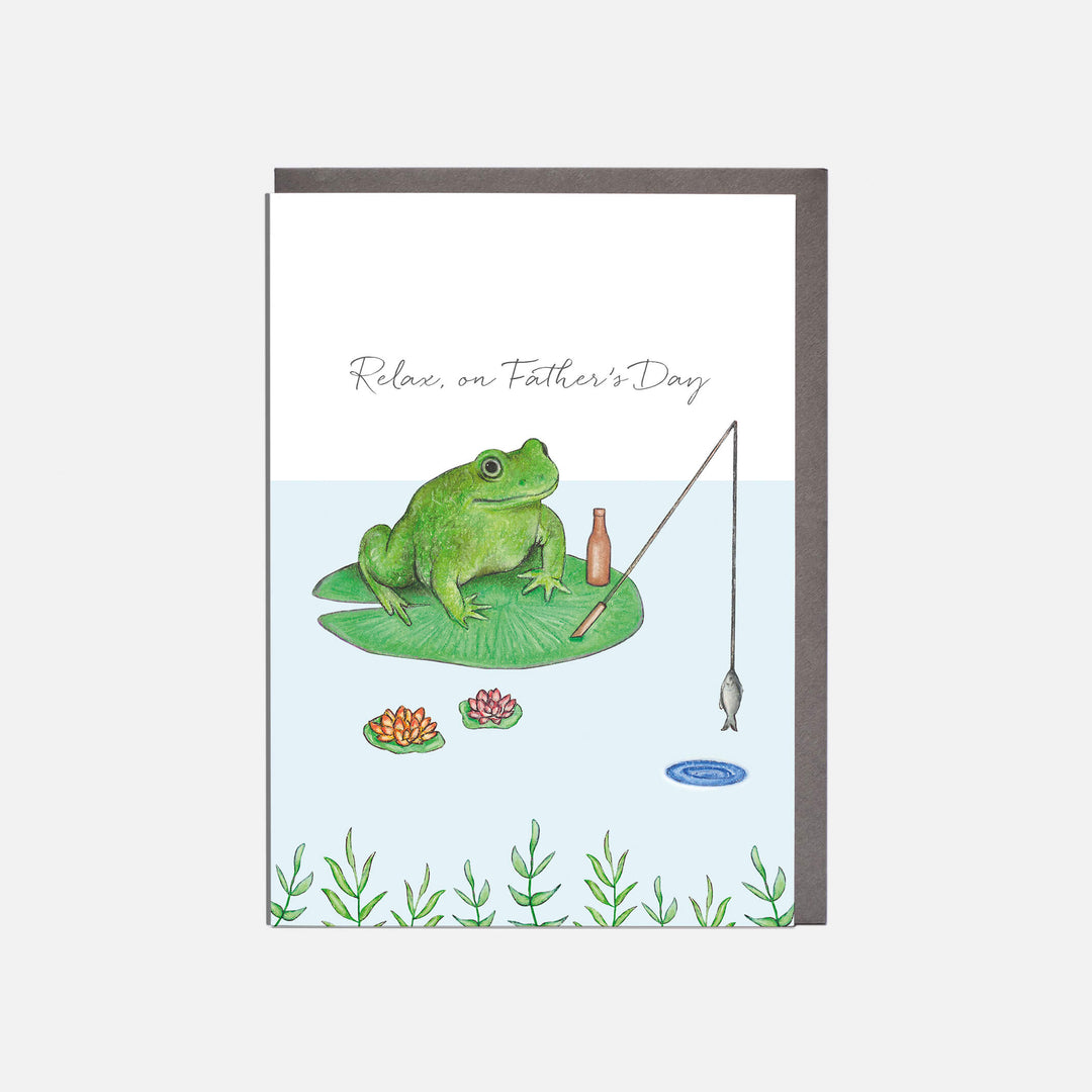 fishing frog fathers day card with grey envelope