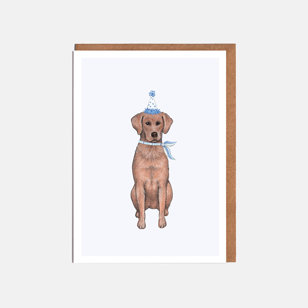 Fox red labrador birthday card with kraft envelope