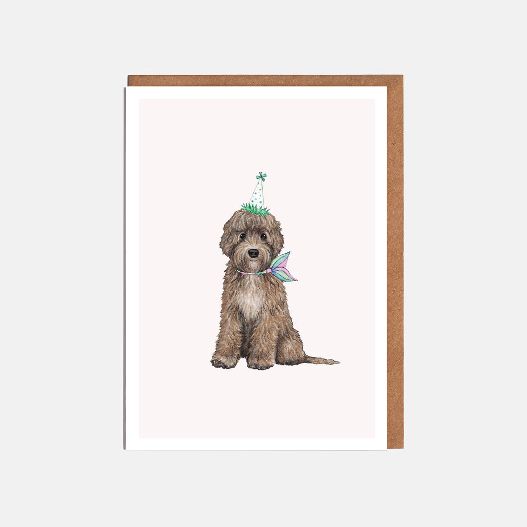 Labradoodle birthday card with kraft envelope