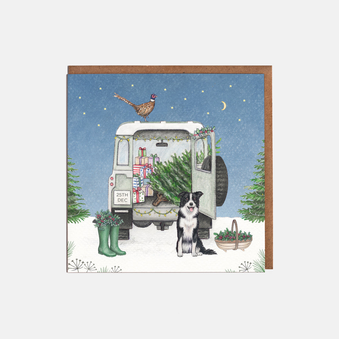 Landrover collie christmas card pacl of eight