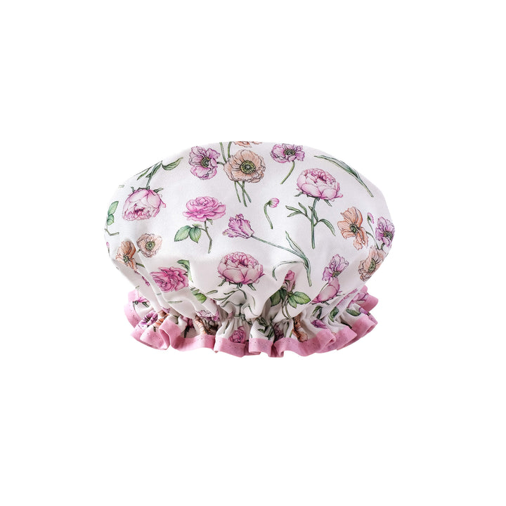 pink floral shower cap