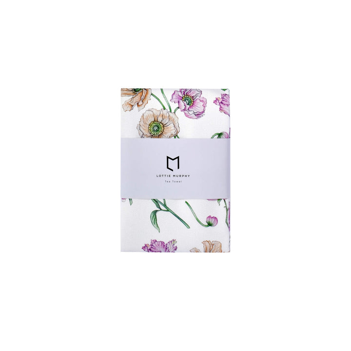 pink floral tea towel