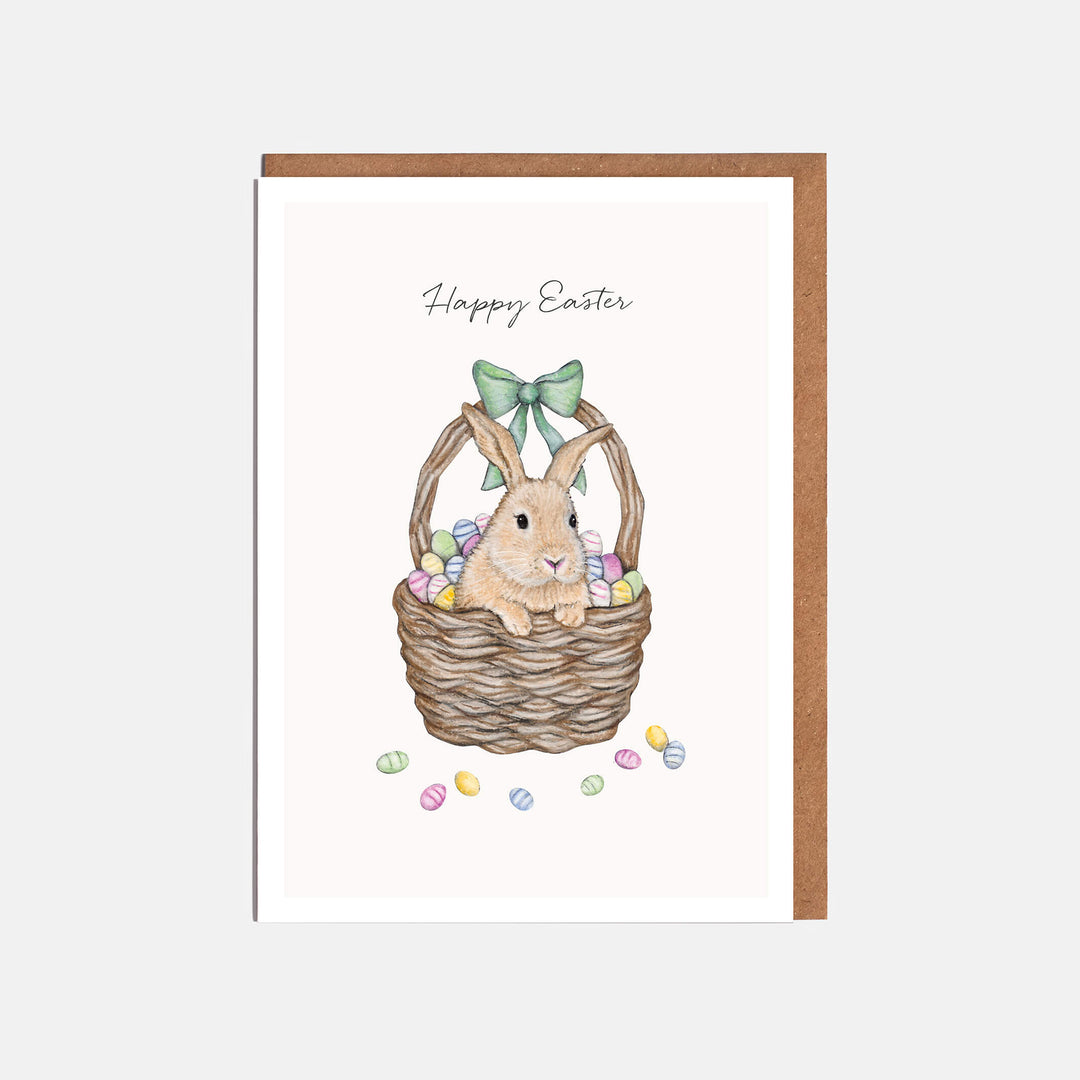 rabbit easter egg hunt card with kraft envelope
