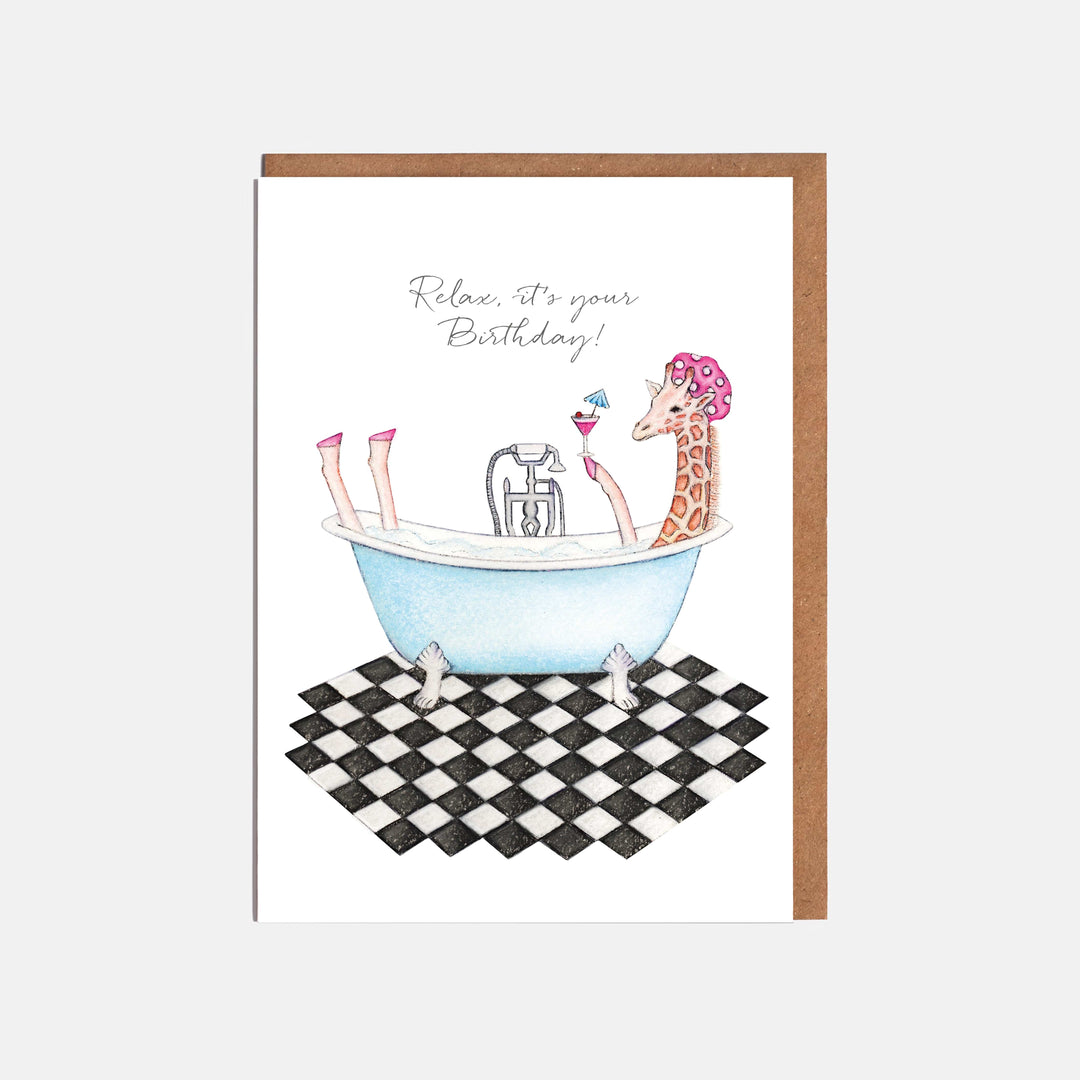 LOTTIE MURPHY Giraffe Card - Relax, it's your Birthday! AA14