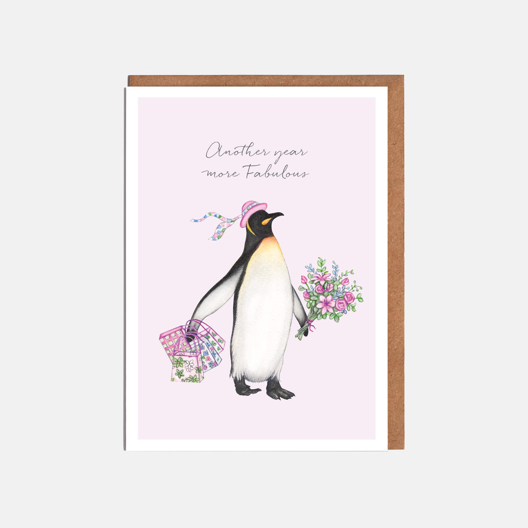 LOTTIE MURPHY Penguin Birthday Card - Another Year More Fabulous WC10