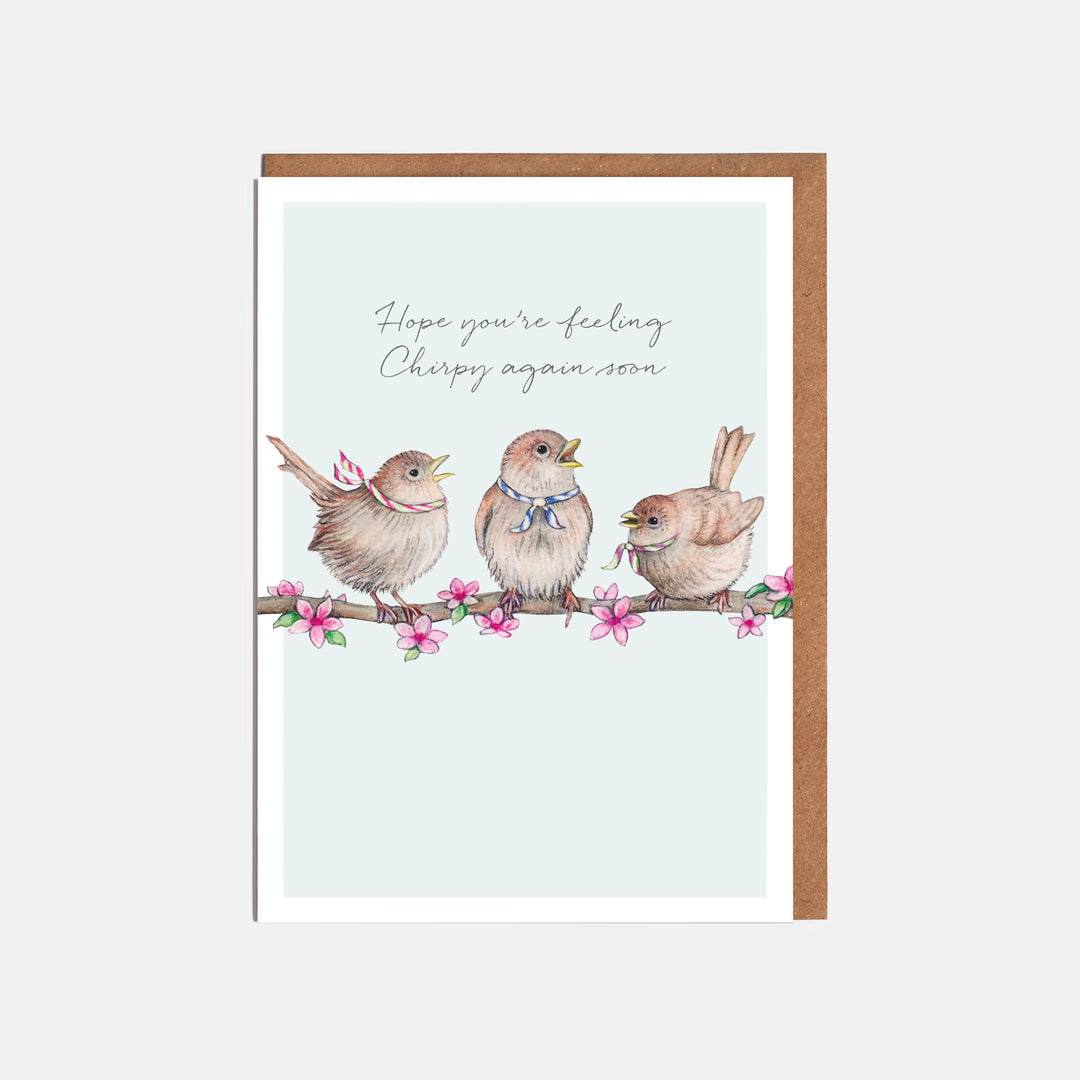 LOTTIE MURPHY Garden Birds Get Well Soon Card - Hope You're Feeling Chirpy Again Soon WC21