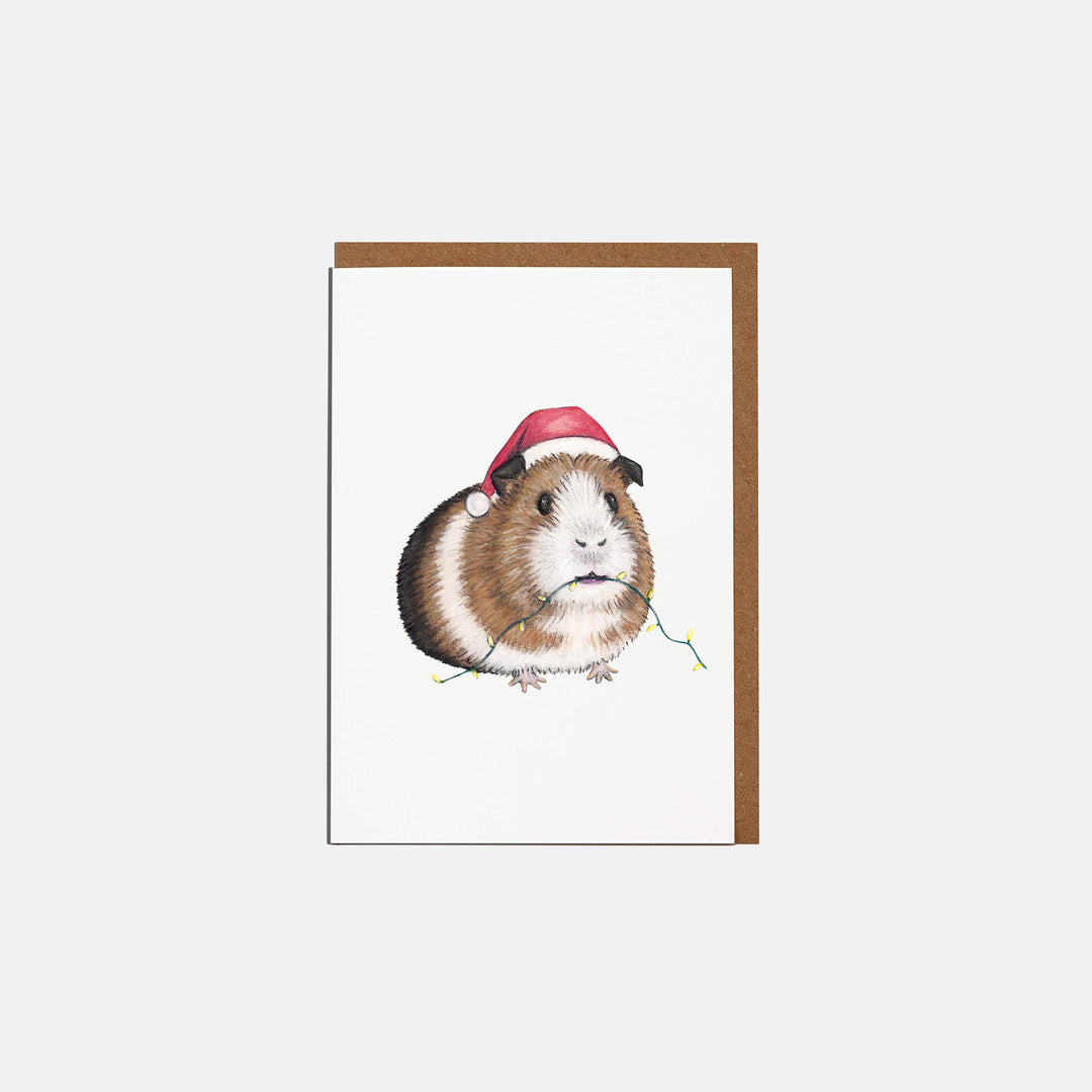 guinea pig mini christmas card with kraft envelope