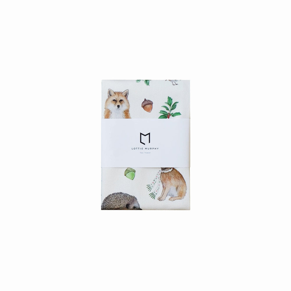 LOTTIE MURPHY Woodland Animal Christmas Tea Towel TT31