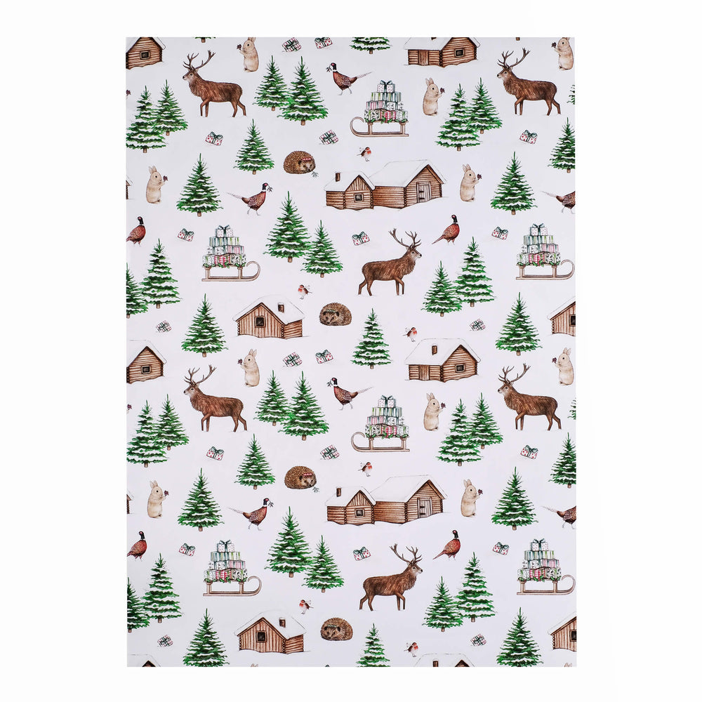 woodland creatures christmas wrapping paper sheet