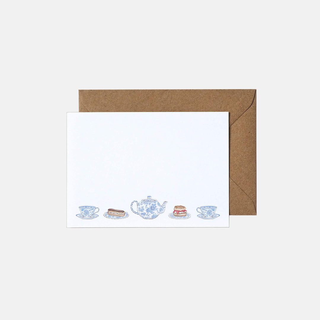 blue afternoon tea note cards