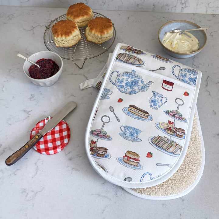 blue afternoon tea oven glove