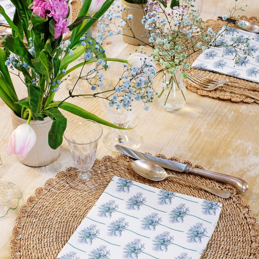 blue agapanthus cotton napkins