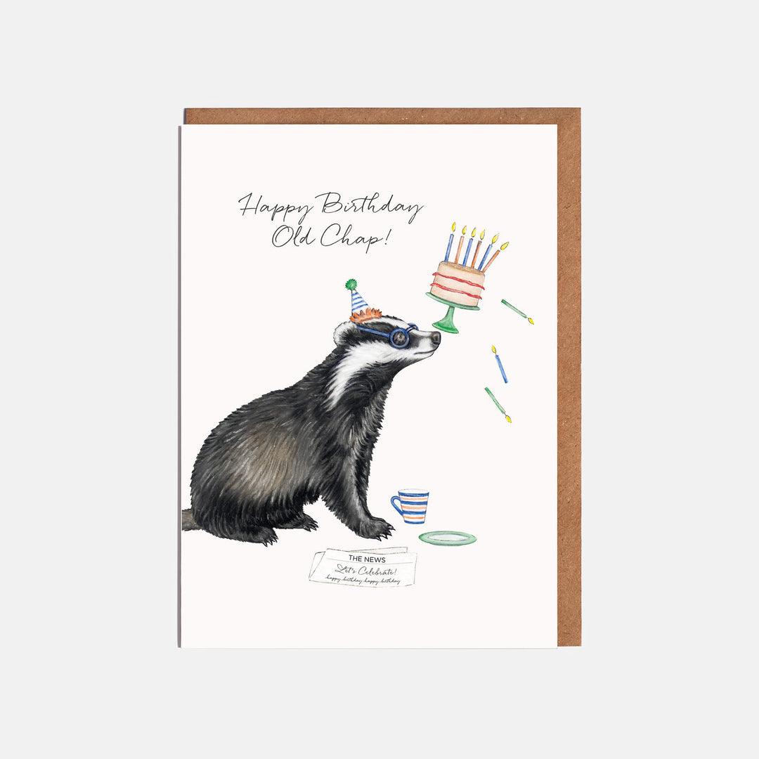 badger birthday card with kraft envelope