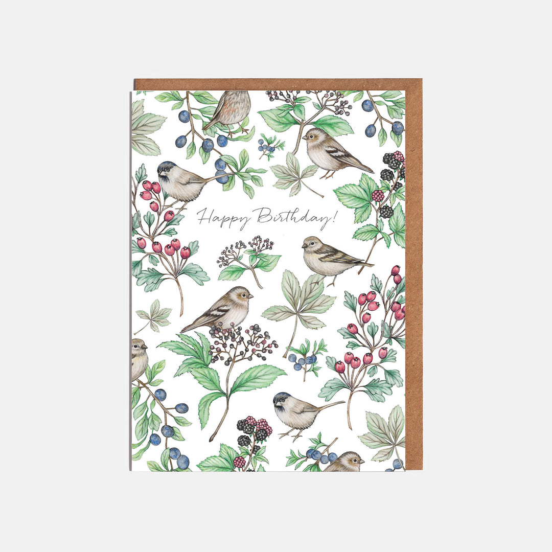 hedgerow birthday card with kraft envelope