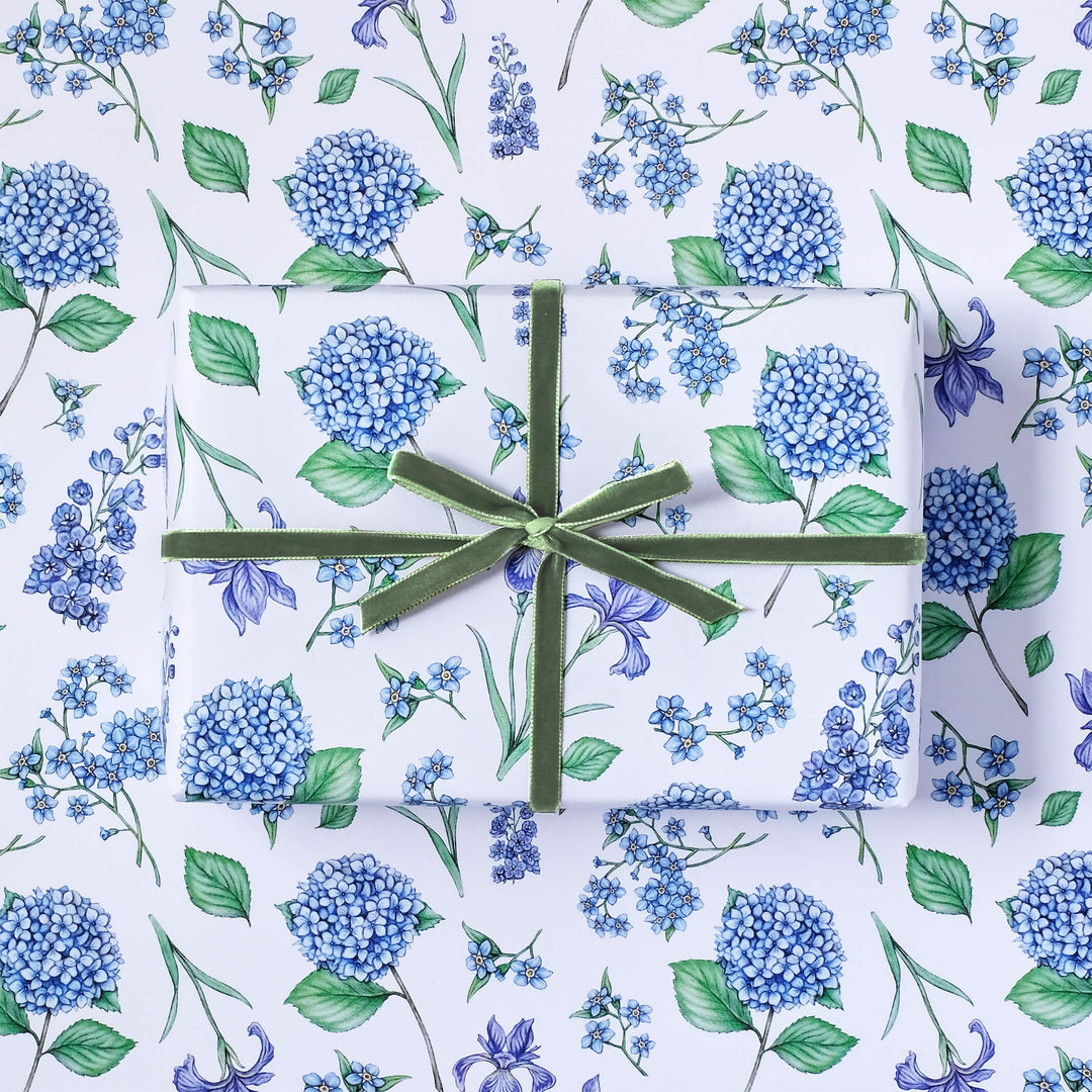 Blue floral wrapping paper