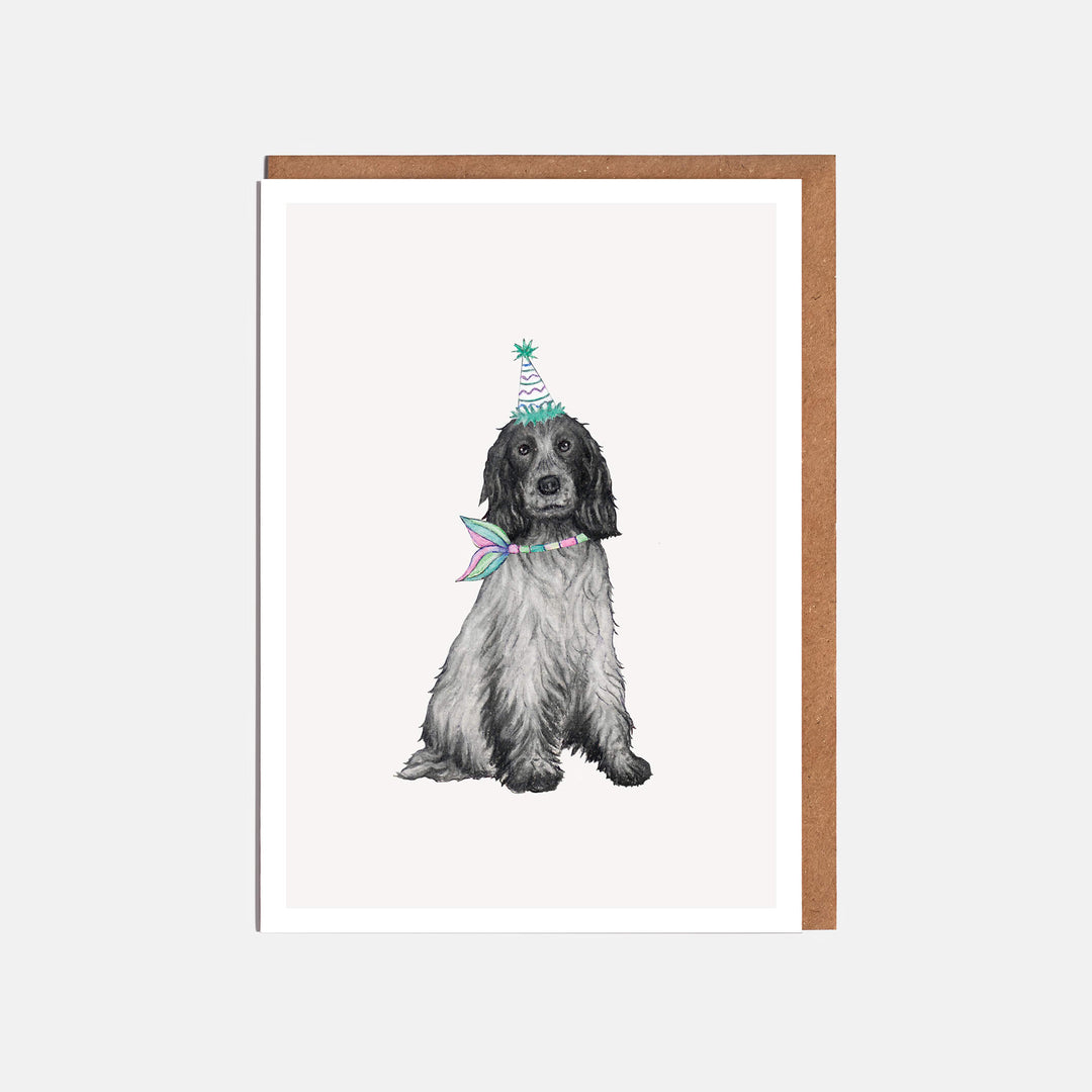 Blue roan spaniel birthday card with kraft envelope 