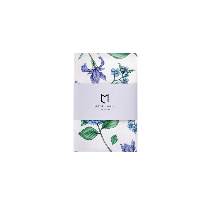 blue floral tea towel