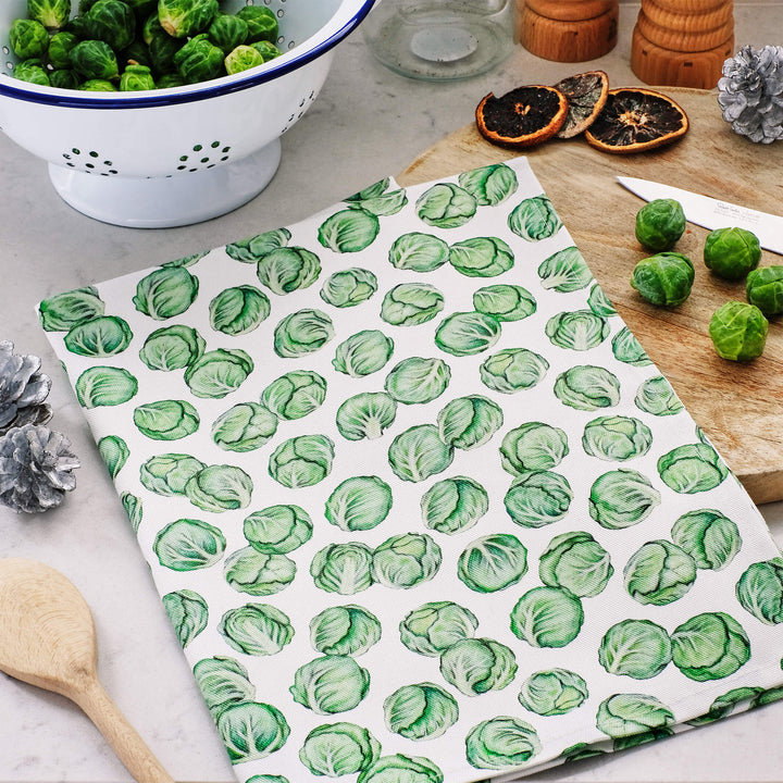 brussels sprouts christmas tea towel
