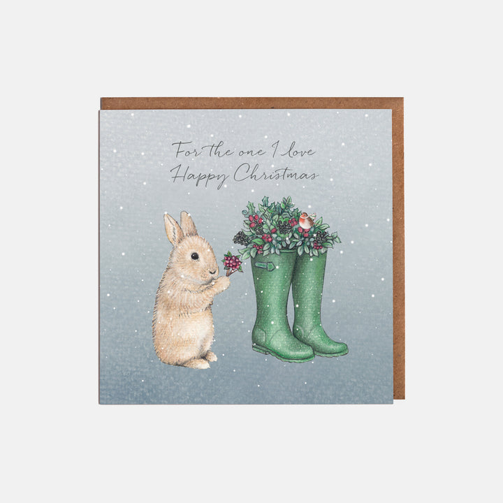 Bunny christmas card with kraft envelope