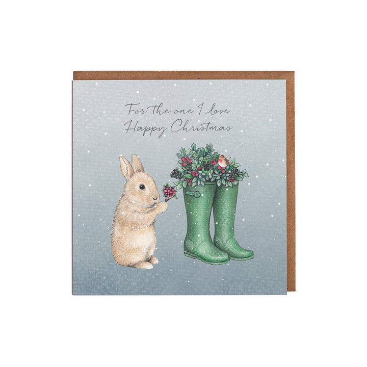 Bunny christmas card with kraft envelope