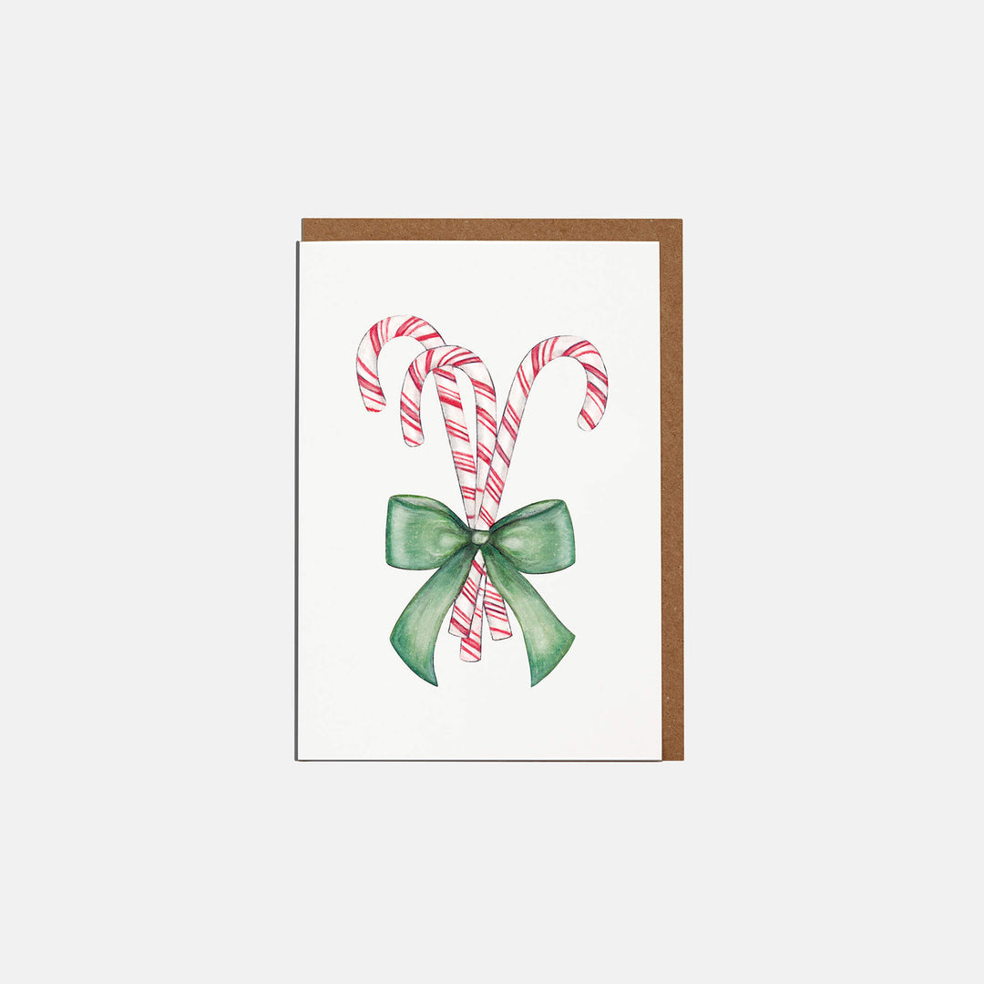 candy cane mini christmas card with kraft envelope