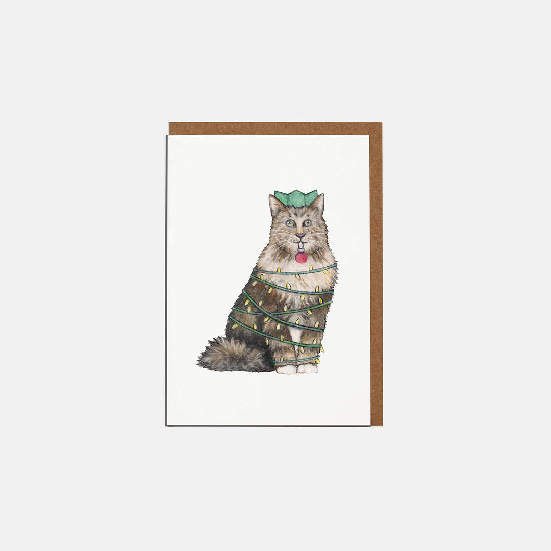 cat mini christmas card with kraft envelope