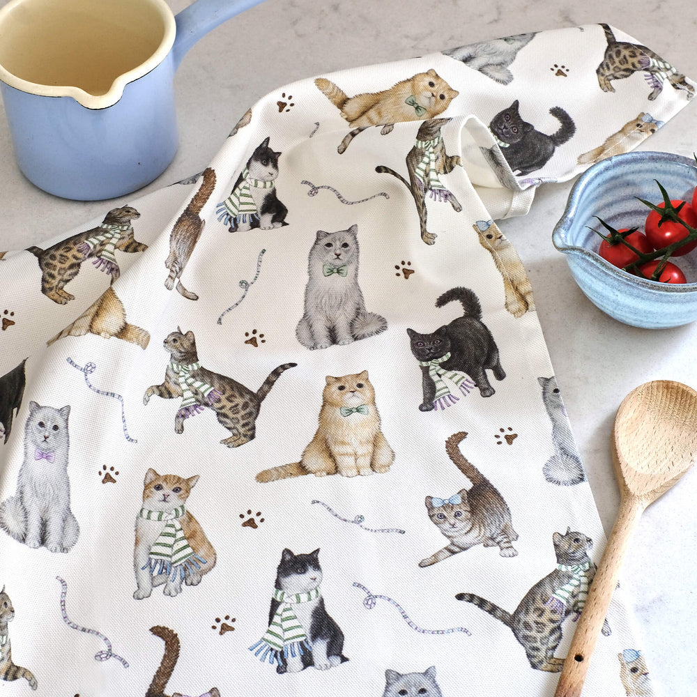 cat tea towel