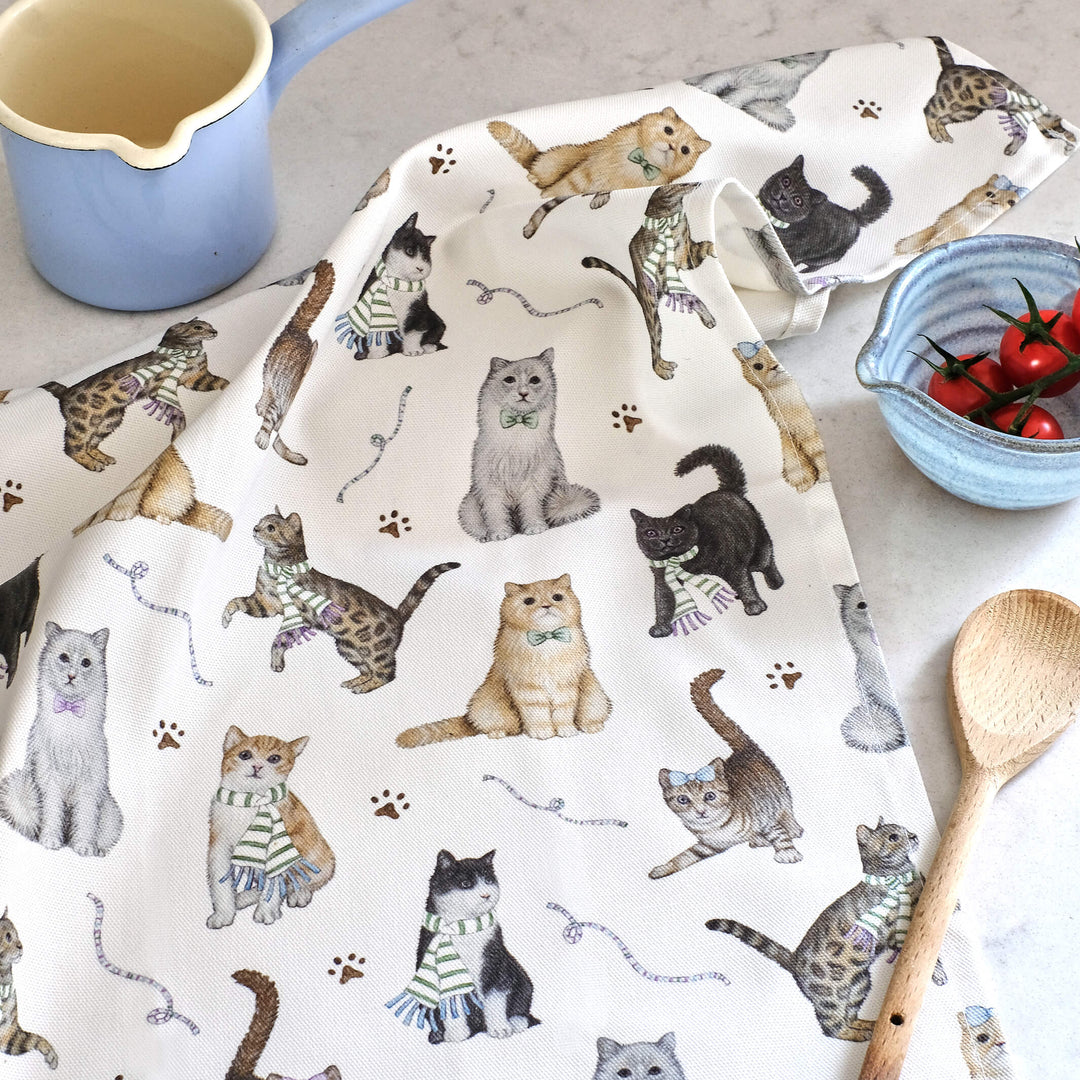 cats tea towel