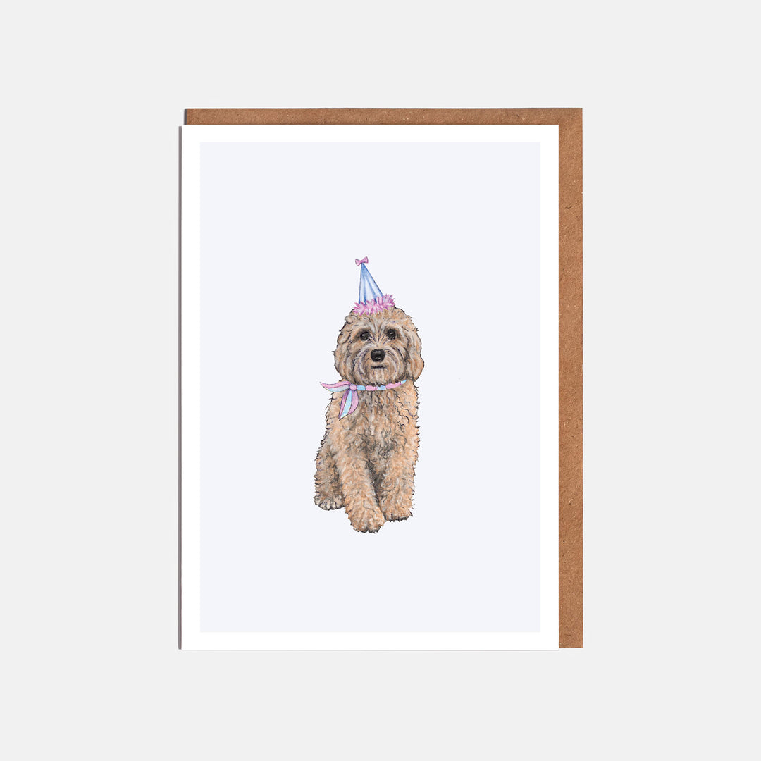 Cavapoo birthday card with kraft envelope