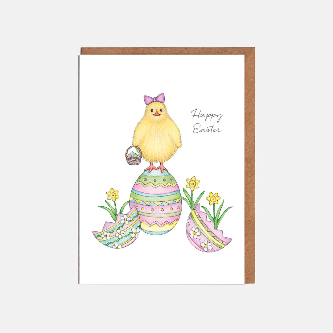 chick easter card with kraft envelope