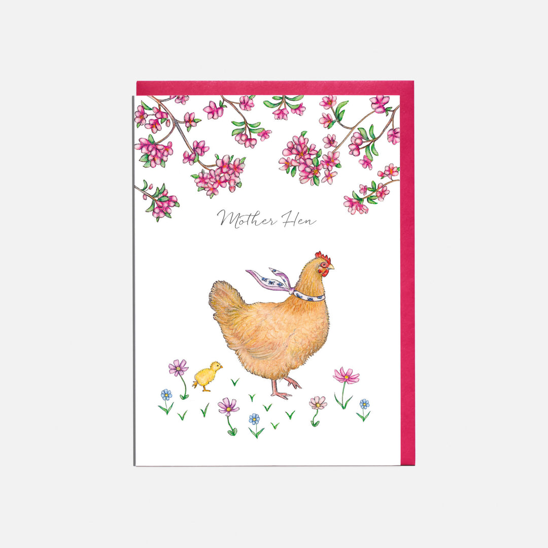 chicken mother's day card with pink envelope