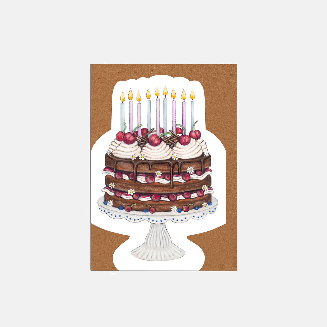 chocolate gateau die cut cake card with kraft envelope
