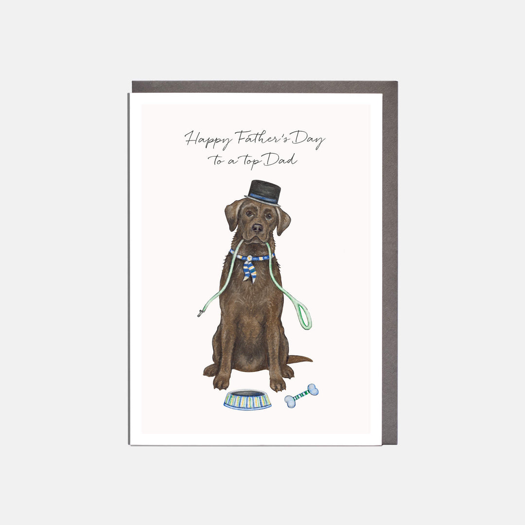 chocolate labrador dog fathers day card with grey envelope