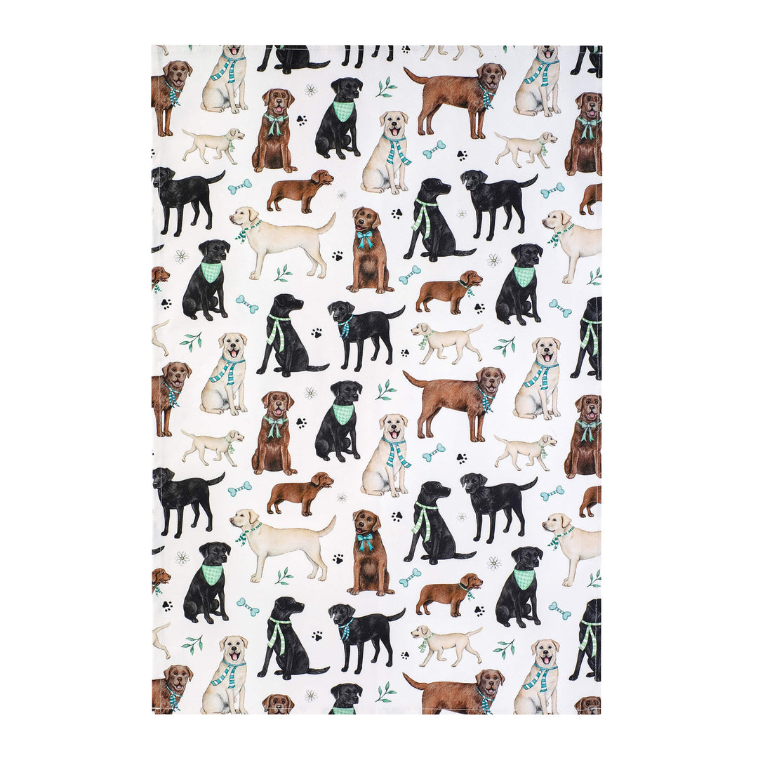 chocolate yellow & black labrador cotton tea towel