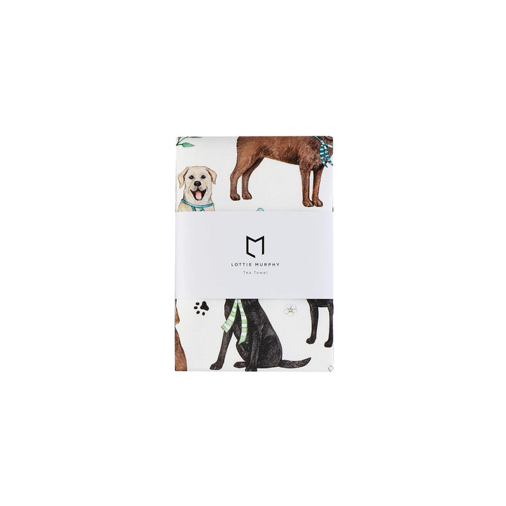 chocolate yellow & black labrador cotton tea towel