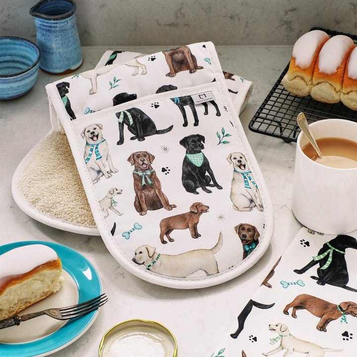 Chocolate, Yellow & Black Labrador Double Oven Glove