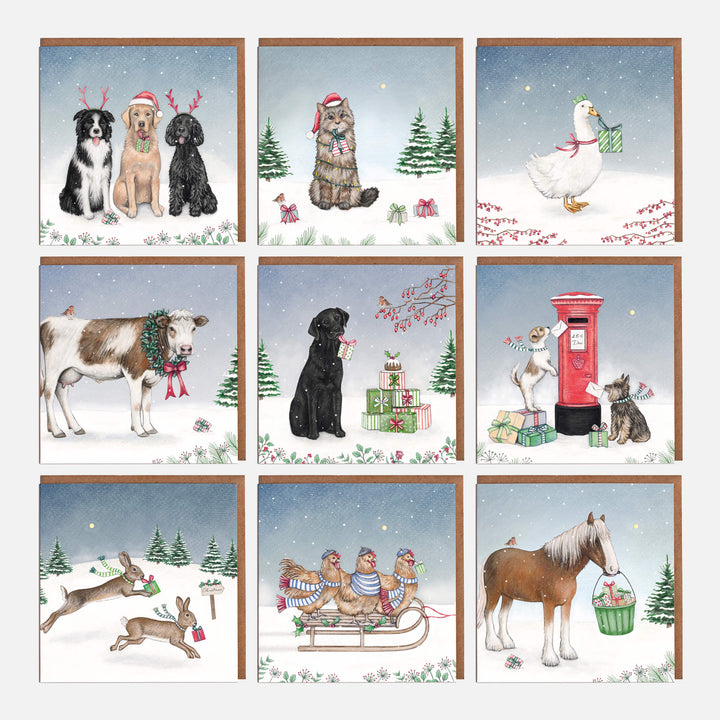lucky dip christmas card pack with kraft envelope